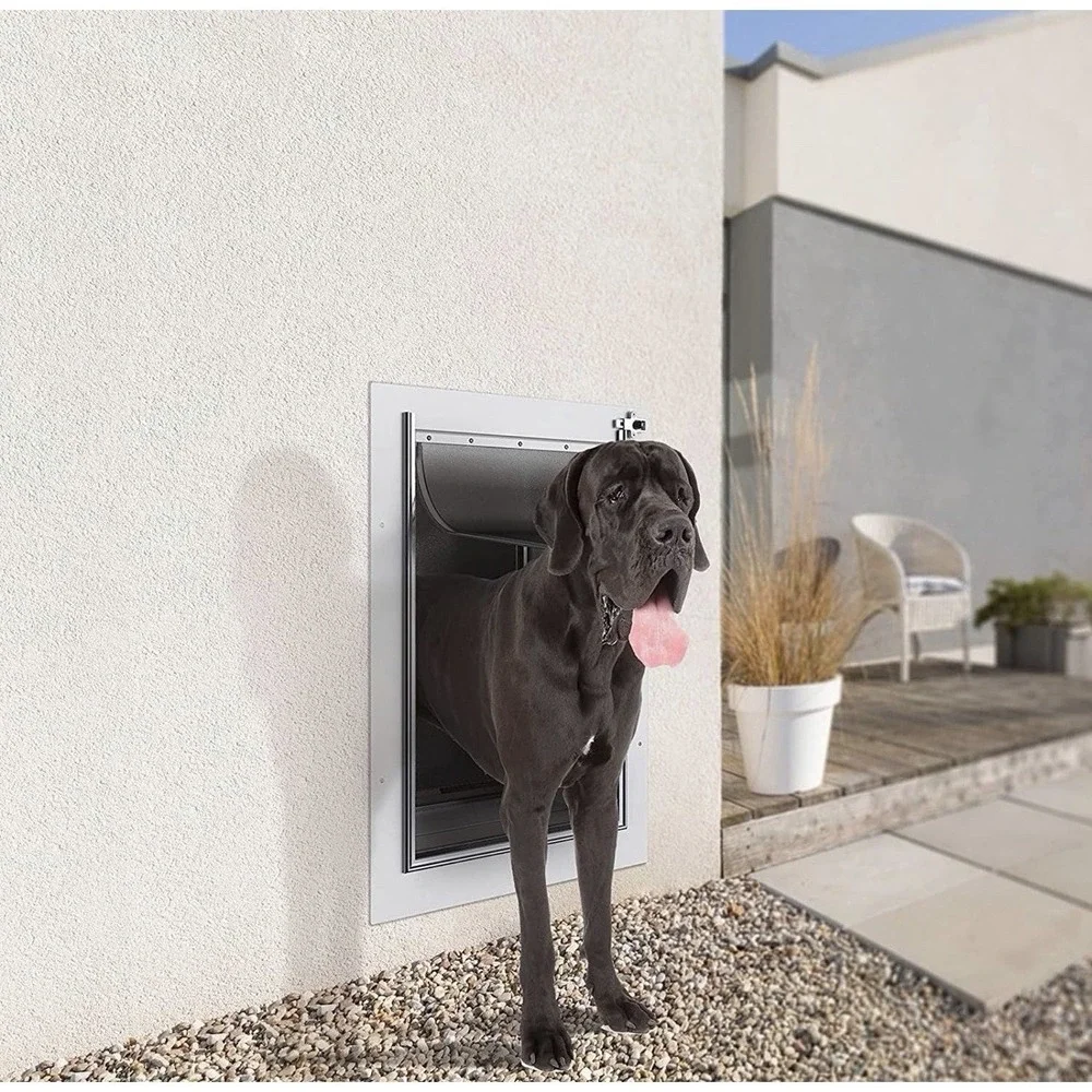 NEW - Baboni 3-Flap Pet Door for Wall,Steel Frame and Telescoping Tunnel - Large